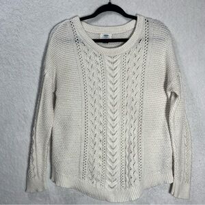 Old Navy Women's Cable Knit Sweater Cotton Blend Lightweight Cream Size Medium